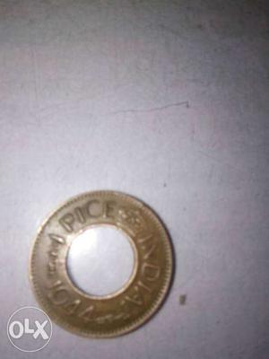 Round Gold India Pice Coin