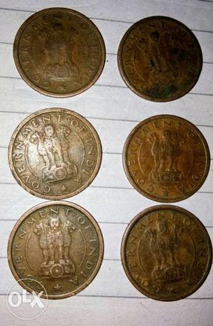 Six Indian Vintage Coins