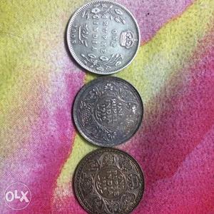 Three One Rupee India Coins
