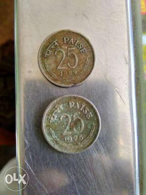 Two 25 Round Bronze Coins