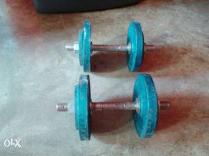 Two Blue-and-gray Adjustable Dumbbells