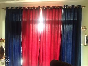 9ft almost new curtains blue and red