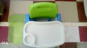 Baby's White And Green Plastic High Chair