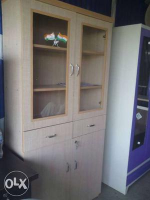 Beige Wooden 4-door Cabinet With Drawers