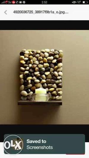 Black And Brown Pebble Themed Candle Holder