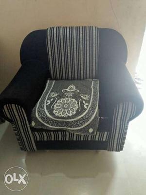 Black And Gray Floral Sofa Chair