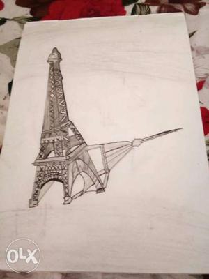 Black And White Eiffel Tower Sketch