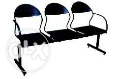 Black Steel 3-seat Gang Chair