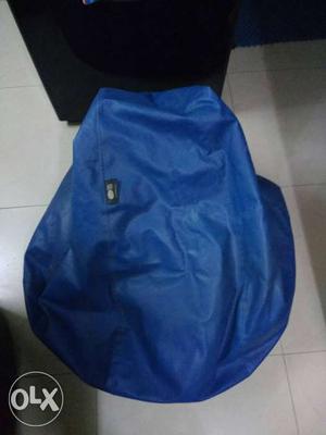 Blue Leather Bean Bag