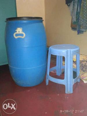 Blue Plastic Monoblock Stool Chair With Water Barrel
