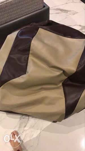 Brown And Beige Leather Beanbag