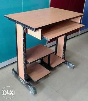 Brown And Black Iron Computer Desk