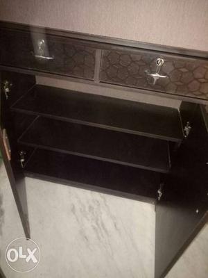 Brown And Black Wooden Cabinet With Drawer Chest