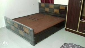 Brown And Black Wooden Platform Bed Frame