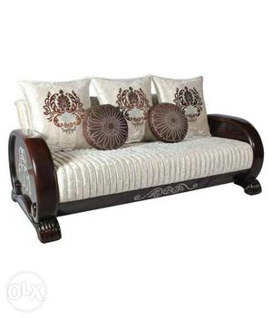 Brown And White Velvet Couch Set