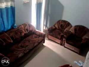 Brown Leather 3-piece Sofa Set