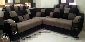 Brown Suede Sectional Couch