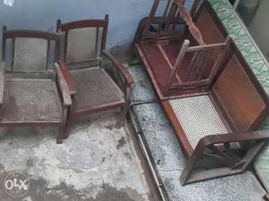 Brown Wooden Chair Set