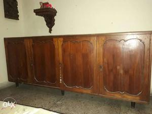 Brown Wooden Teak wood Side Table with 4 Cabinet