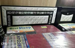 Double bed box White And Black cutting designe
