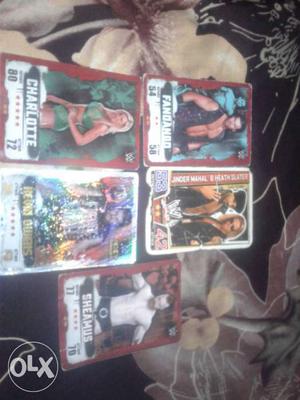 Five WWE Wrestler Collectible Cards