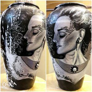 Handpainted terracotta vase: The Creative Diva