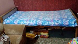Heavy Wooden bed without box and with mattress