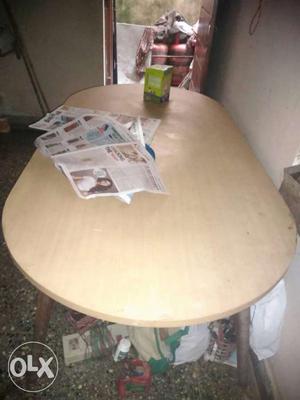 Oblong Natural-colored Wooden Table