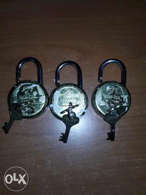 Onetime used 3 nos Godrej 6 Lever Lock with 2 keys