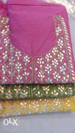 Pink, Green And Yellow Textiles