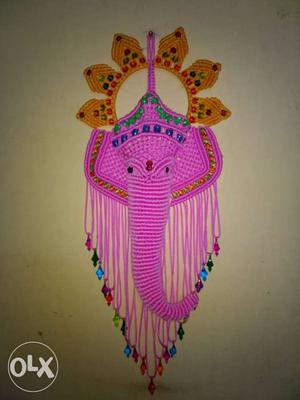 Pink Knitted Elephant Wall Decor