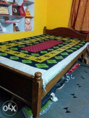 Pure theek wood double bed.. Brown Wooden