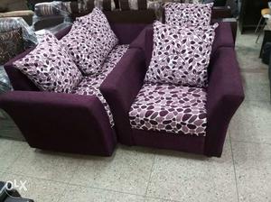 Purple Fabric Living Room Set