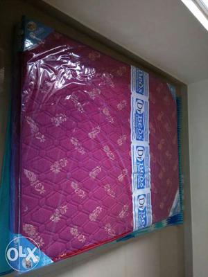 Quilted Maroon And Beige Floral Mattress, Qeen size (1 month