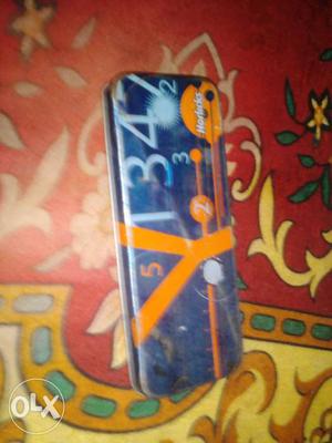 Rectangular Blue And Orange Metal Pencil Case