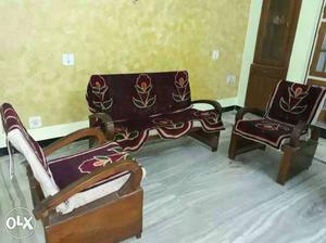 Red Padded Sheesham Wooden Sofa Set(fixed price)