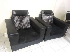 Two Black Fabric Sofa Chairs