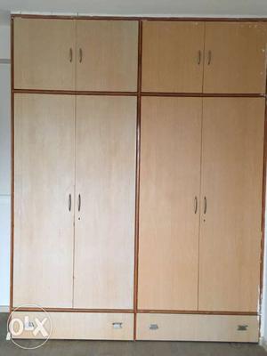 Two Brown Wooden Cabinets