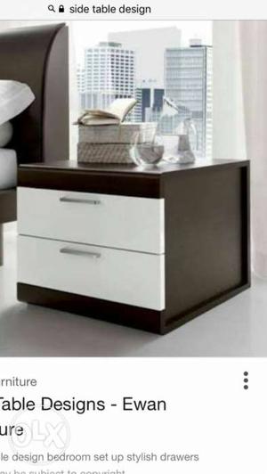 White And Brown Wooden 2-tier Drawer