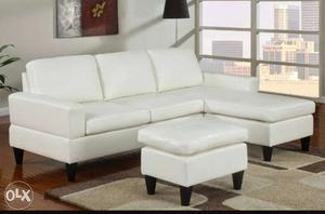 White Ottoman And Sectional Sofa