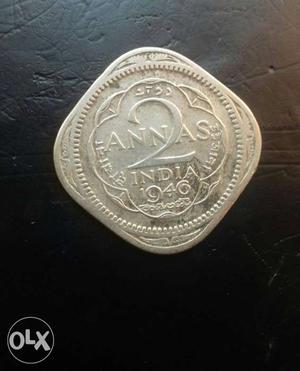2 Silver Annas Coin