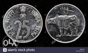 25 paisa rahino coin of 