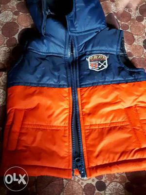 Black And Orange Zippered Vest 1to 2year old kids