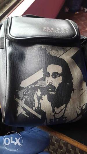 Black Bob Marley Print Backpack