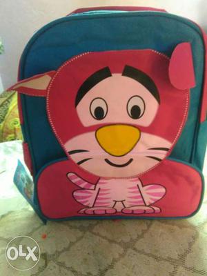 Blue And Pink Animal Printed Backpack