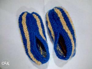 Blue And Yellow Knit Shoes