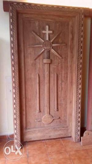 Brown Wooden Cross Door