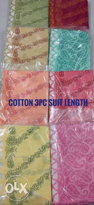 Cotton chikan 3pc suit length,variety of