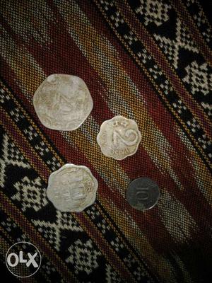 Four old coins 2 paise of year  paise of