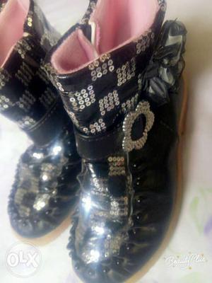 Girl's Pair Of Black Boots
